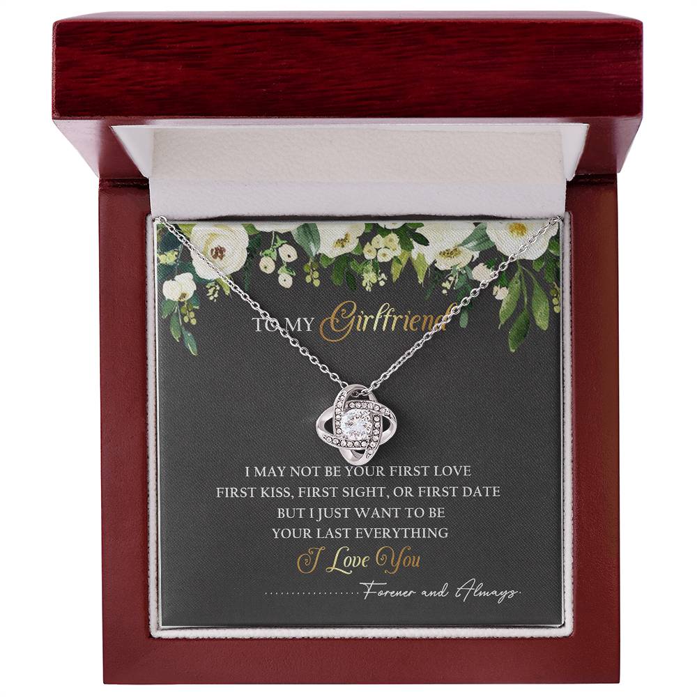 To My Girlfriend I Love You Love Knot Necklace Valentine Message Card Gift