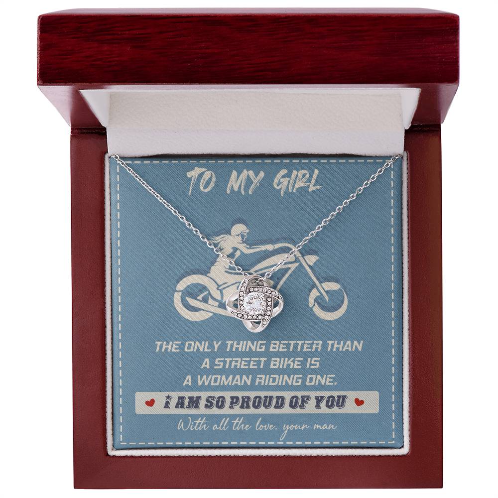 Gift for Wife - a Woman Riding One - the Love Knot Necklace