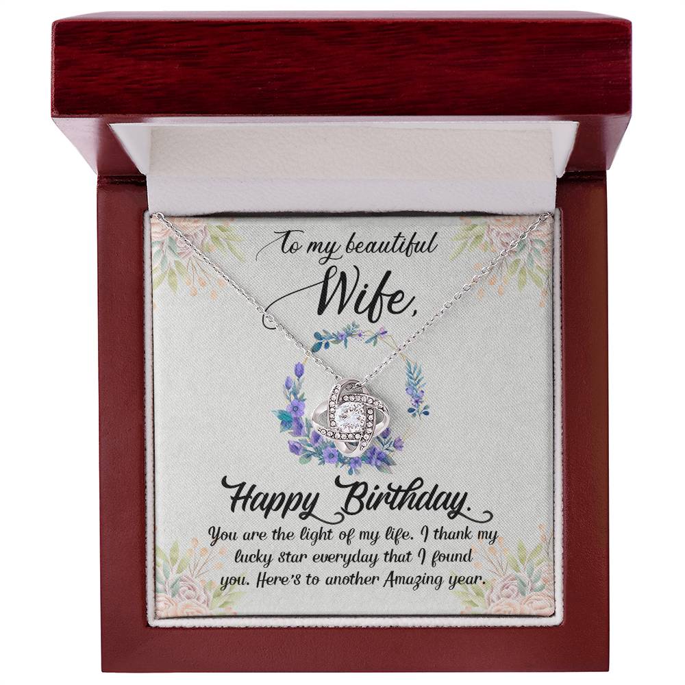 To My Beautiful Wife - Happy Birthday - Love Knot Necklace