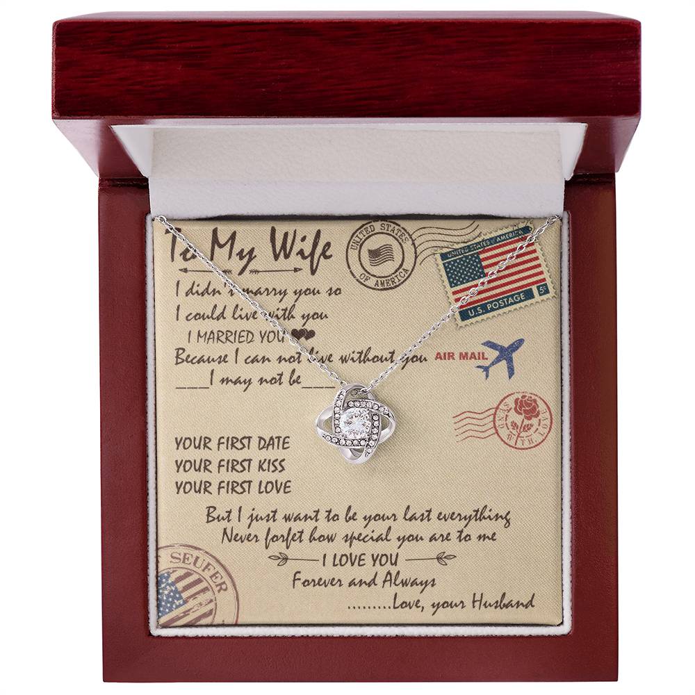 To My Wife Love Knot Necklace Message Card