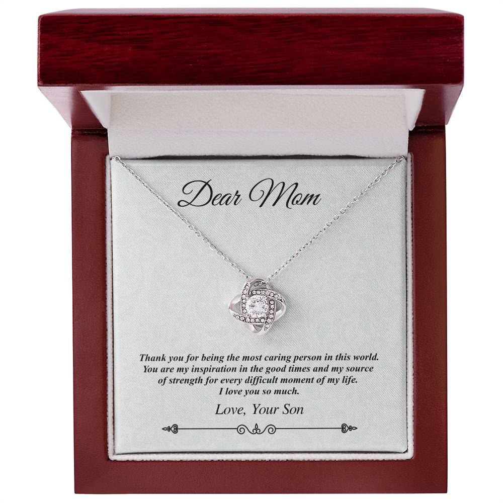 'Dear Mom' Jeweled Knot Necklace - the Most Caring Person in This World