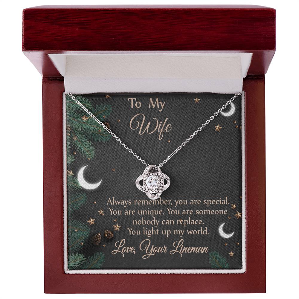 For Wife - From Lineman - You Light Up My World Necklace