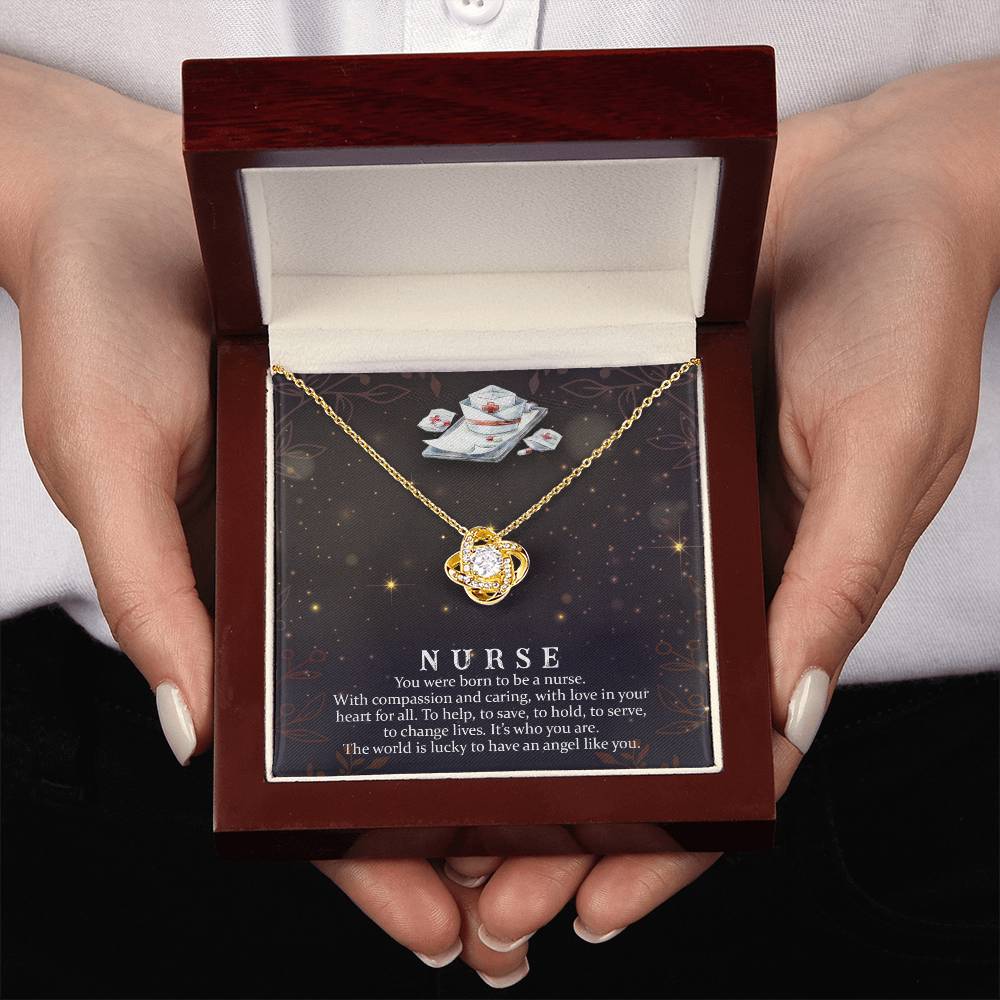 To My Nurse - Born to Be a Nurse - Love Knot Necklace
