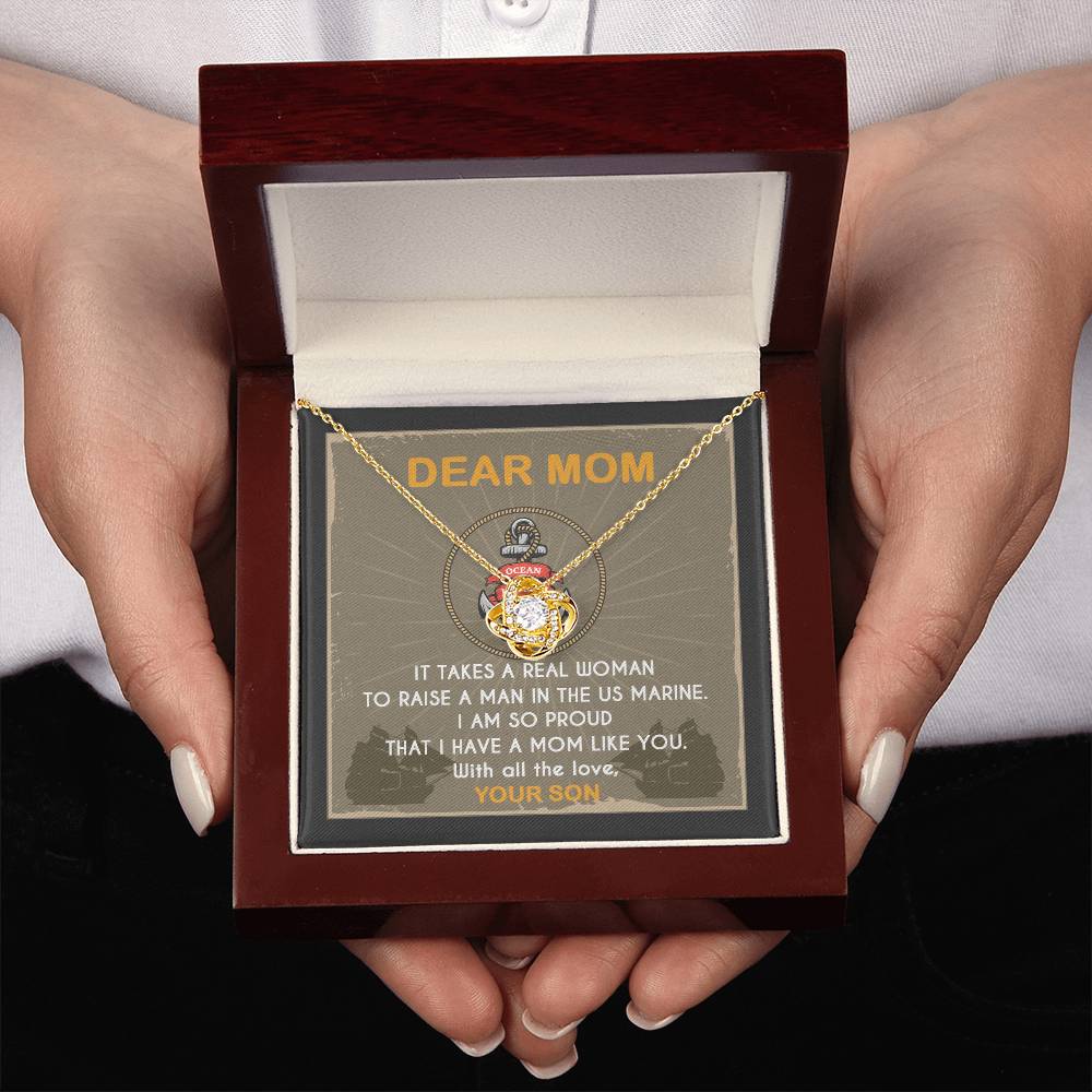 Marine Mom Gift - I Am So Proud Having Mom Like You - the Love Knot Necklace
