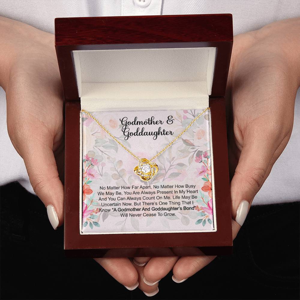 Godmother & Goddaughter Gift Love Knot Necklace: Baptism, Confirmation, Graduation, Holiday, Birthday Gift