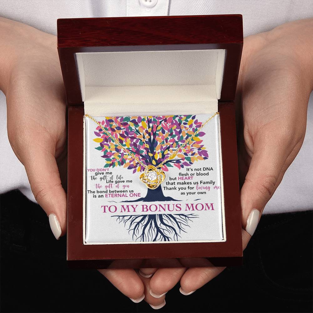 Gift for Bonus Mom Thanks for Loving Me as Your Own - Silver Necklace Message Card