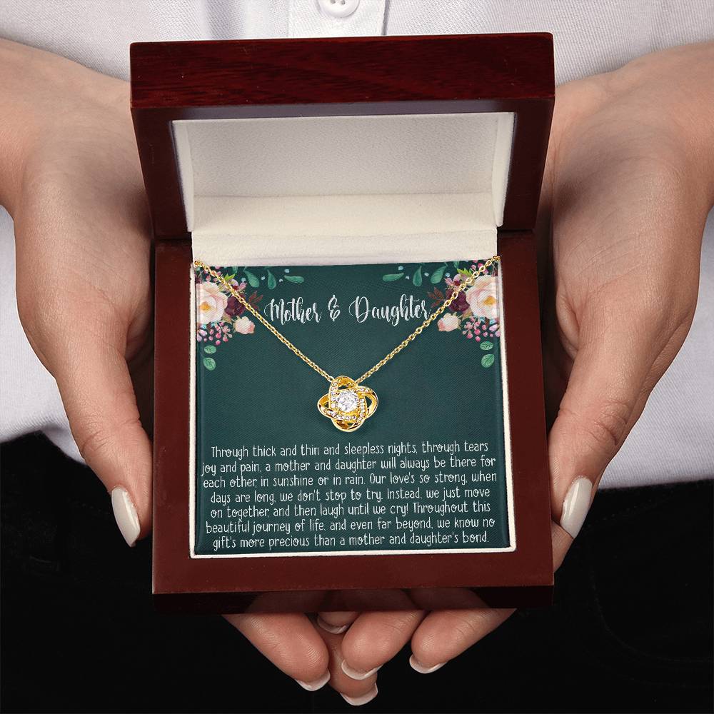 Mother & Daughter Necklace Gift, Mother's Day Gifts for Mom From Daughter, Mom Love Knot Necklace, Birthday Christmas Present