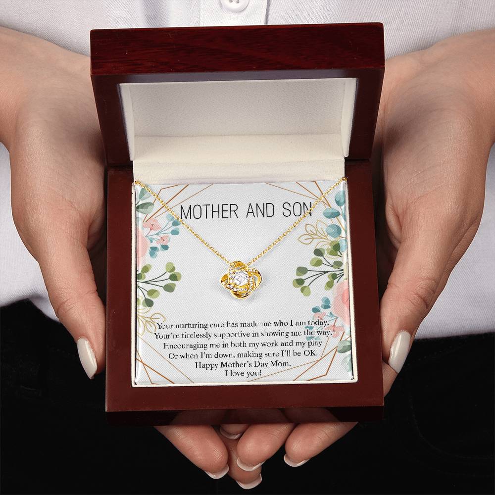 Mother and Son Necklace Gift, Happy Mother's Day Mom Gift From Son, Cute Gift for Mom, Mother Love Knot Necklace, Mother's Day Jewelry