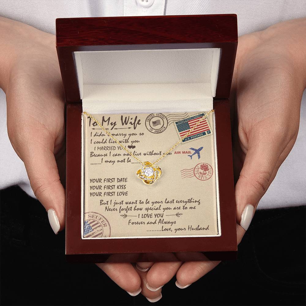 To My Wife Love Knot Necklace Message Card