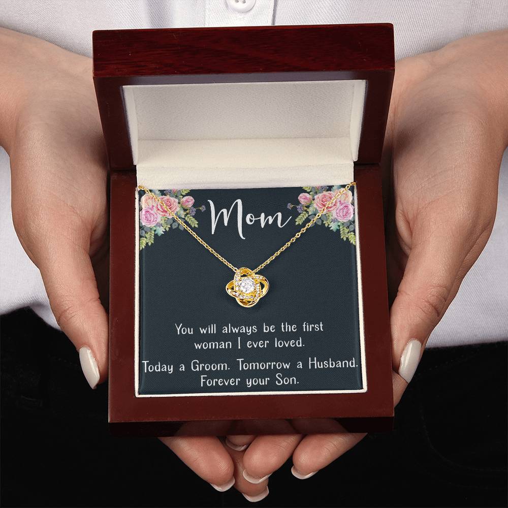 Mom the First Woman I Loved Love Knot Necklace Mother's Day Message Card