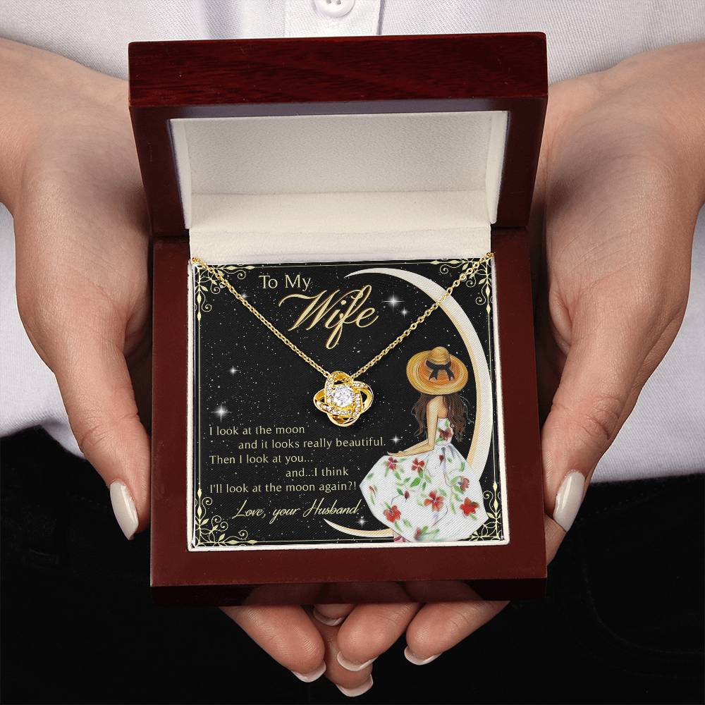 To My Beautiful Wife Love Knot Necklace Mother's Day Message Card