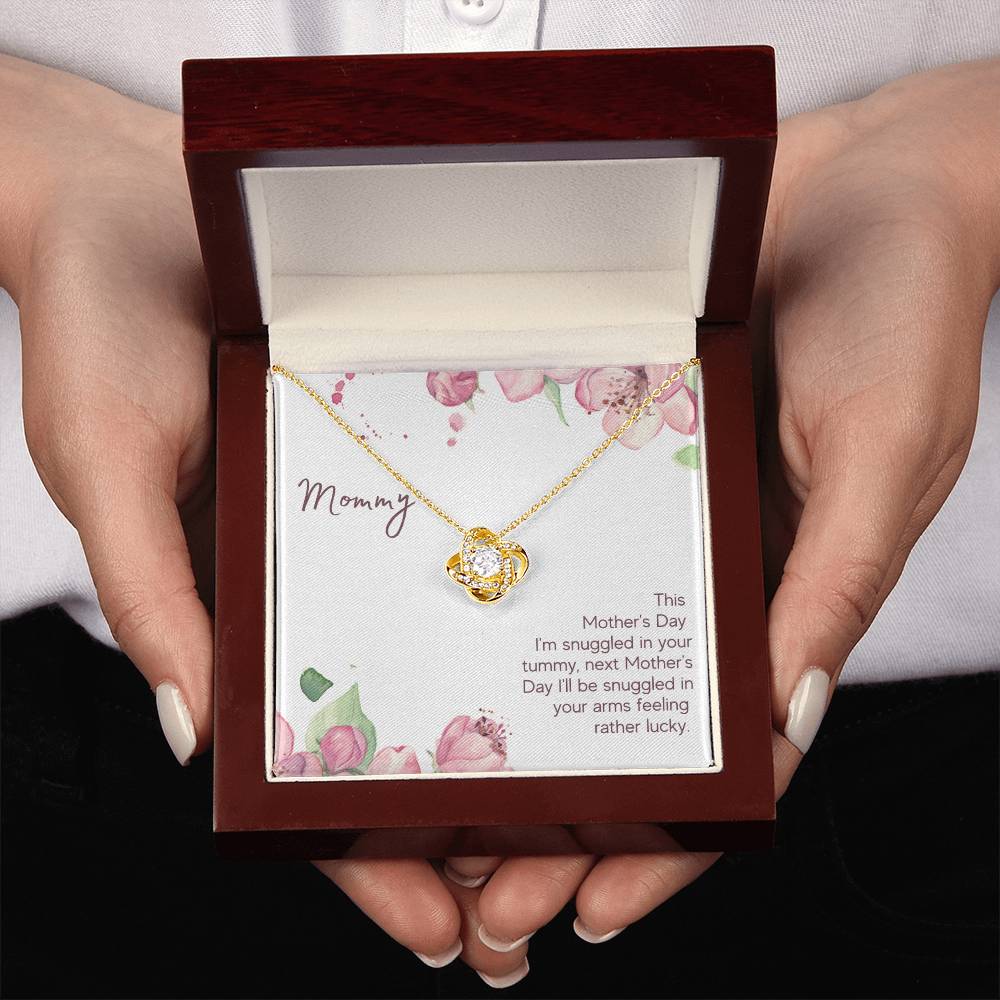 Mommy - This Mother's Day I'm Snuggledin Your Tummy - Love Knot Necklace
