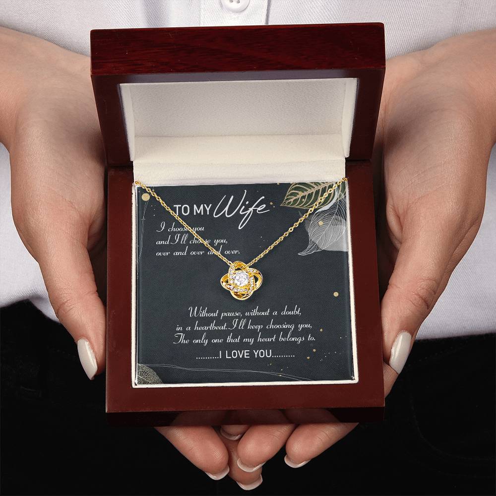 To My Wife My Heart Belong to You Love Knot Necklace Message Card From Husband