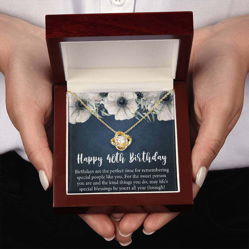 Happy 40th Birthday Gift Necklace, Jewelry Gift for Her, 40th Birthday Gifts for Womens Girls, 40 Years Old Love Knot Necklace