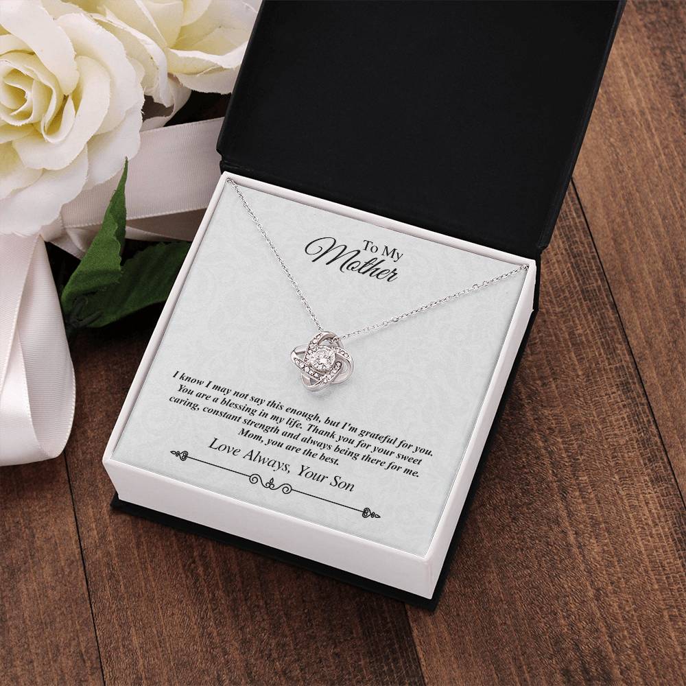 'To My Mother' Jeweled Knot Necklace - I'm Grateful for You, You Are the Best