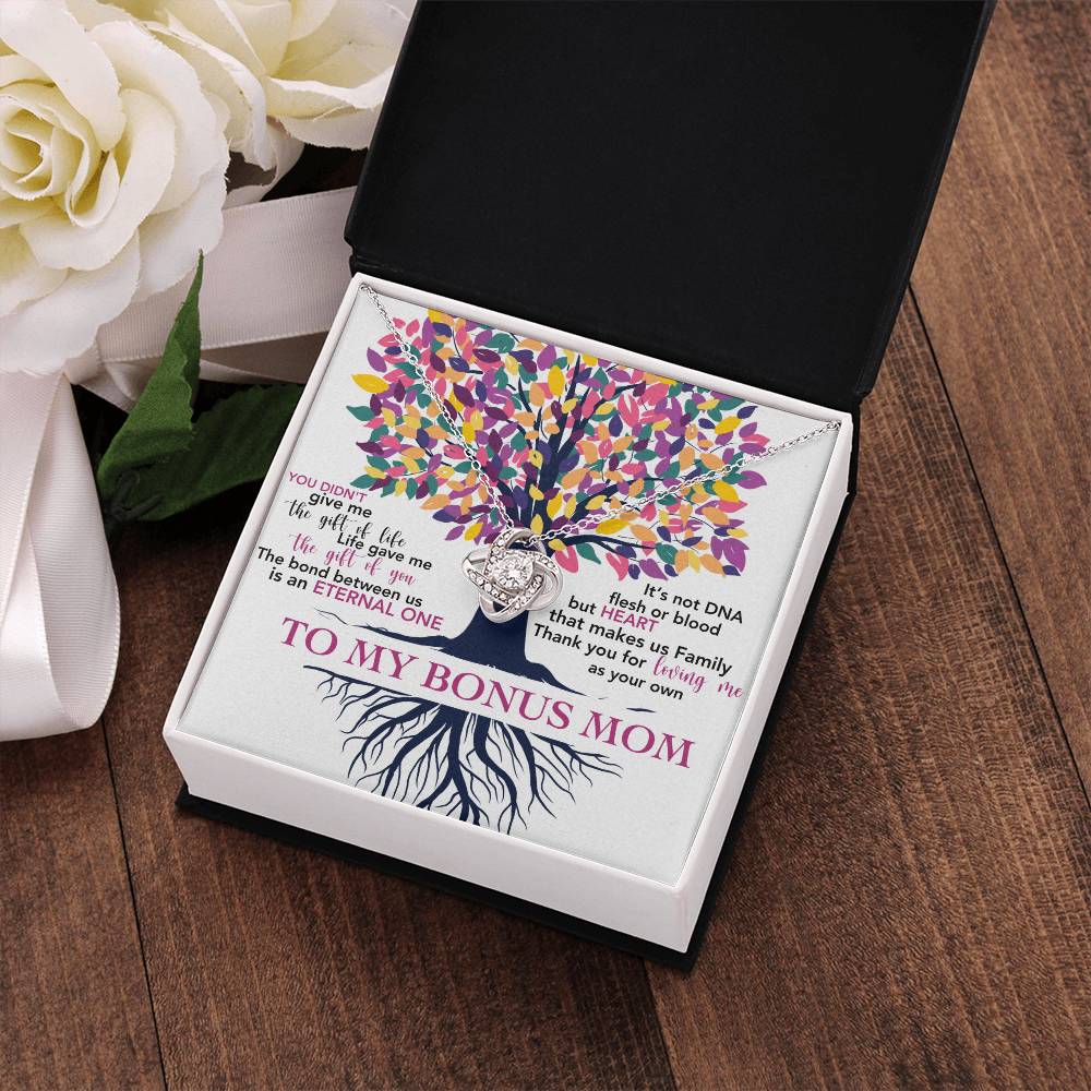Gift for Bonus Mom Thanks for Loving Me as Your Own - Silver Necklace Message Card