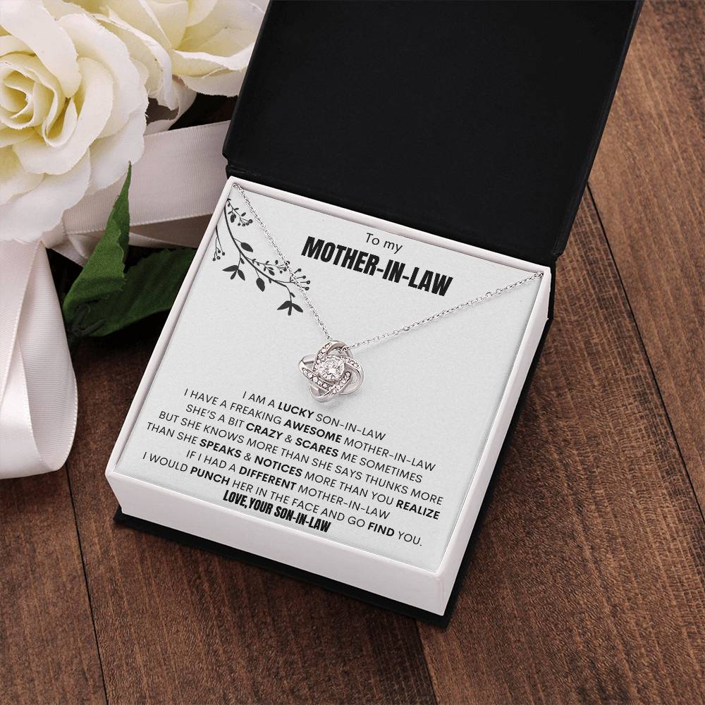 To My Mother-In-Law"i Am a Lucky Son-In-Law" Love Your... Knot Necklace