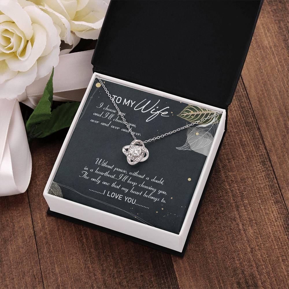 To My Wife My Heart Belong to You Love Knot Necklace Message Card From Husband