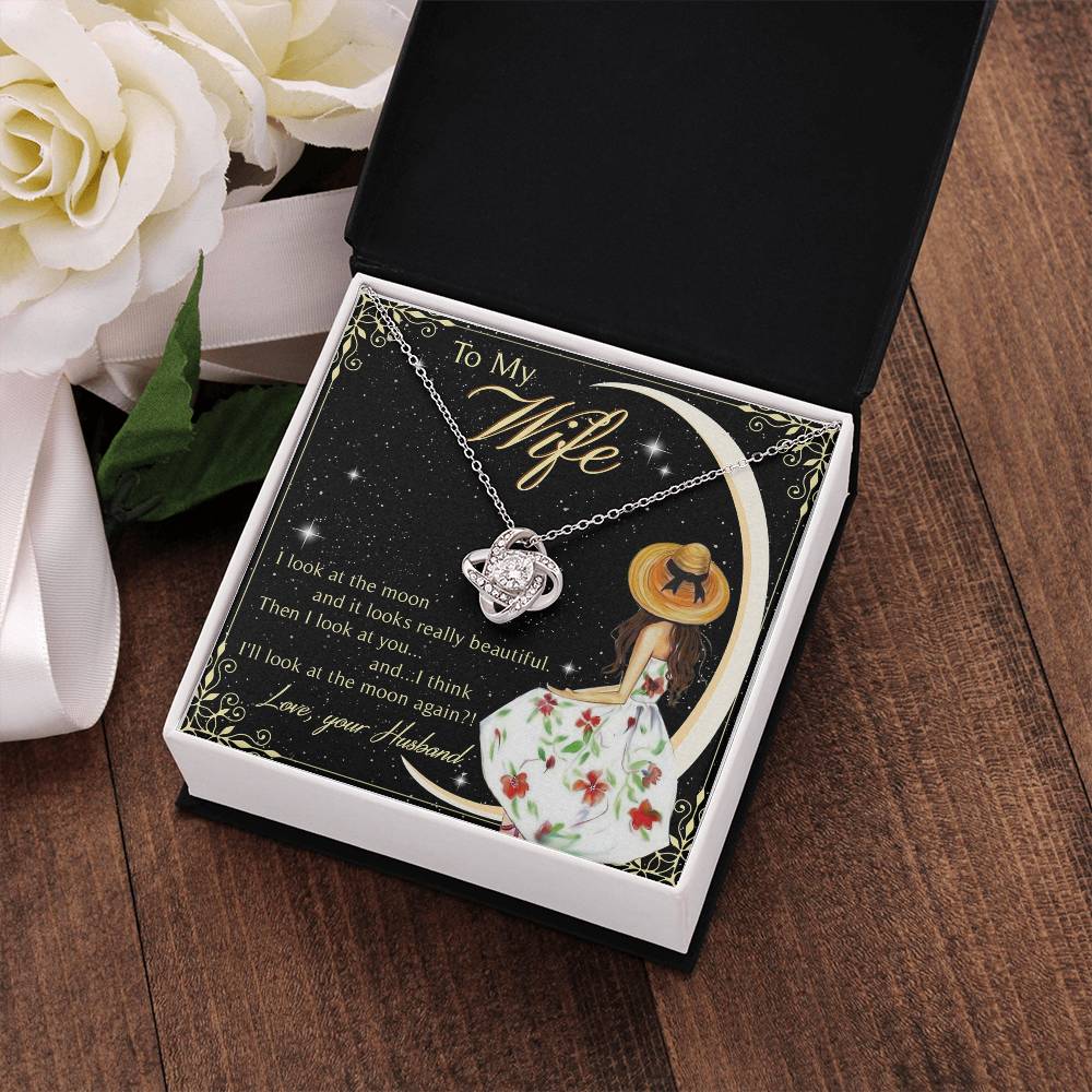 To My Beautiful Wife Love Knot Necklace Mother's Day Message Card