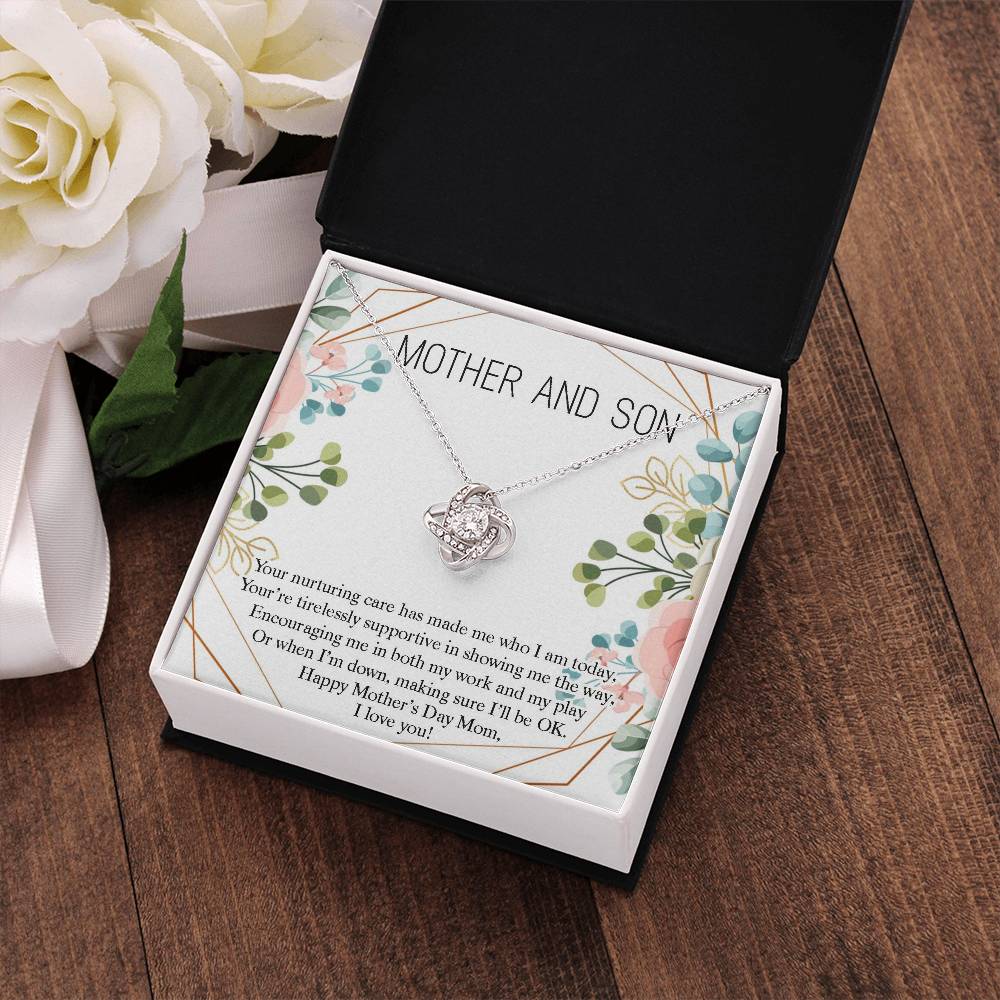 Mother and Son Necklace Gift, Happy Mother's Day Mom Gift From Son, Cute Gift for Mom, Mother Love Knot Necklace, Mother's Day Jewelry