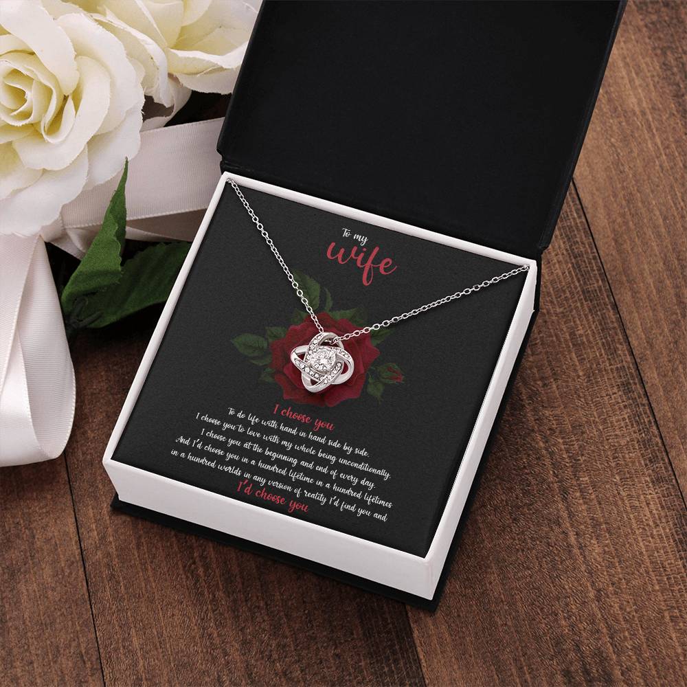 To My Wife Love Knot Necklace, Wife Gift From Husband, Anniversary Gift