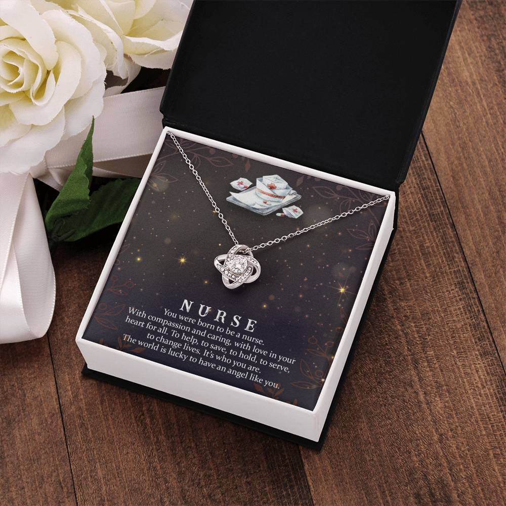 To My Nurse - Born to Be a Nurse - Love Knot Necklace