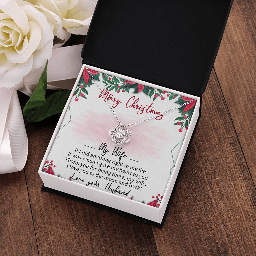 Merry Christmas My Wife Love Knot Necklace Message Card