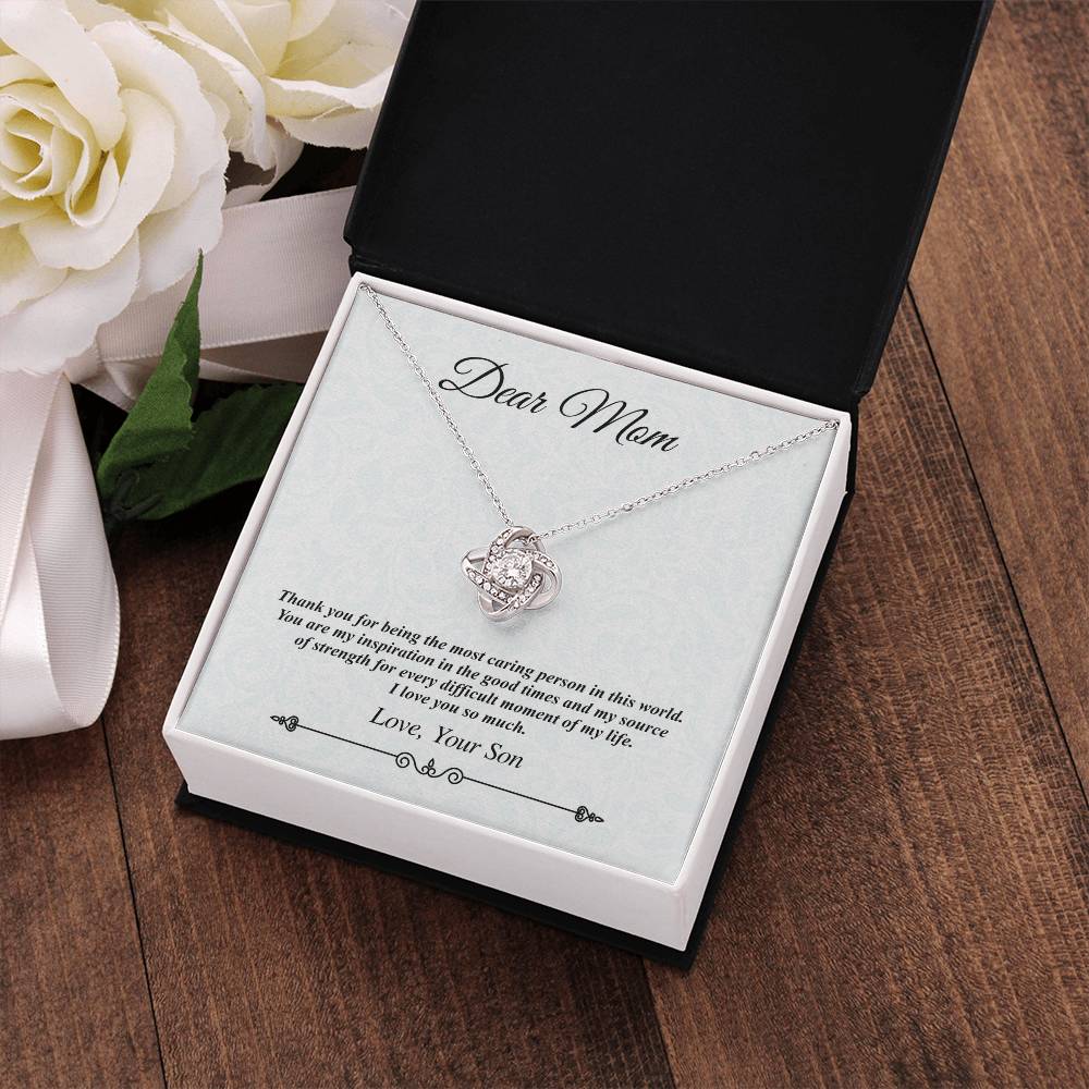 'Dear Mom' Jeweled Knot Necklace - the Most Caring Person in This World