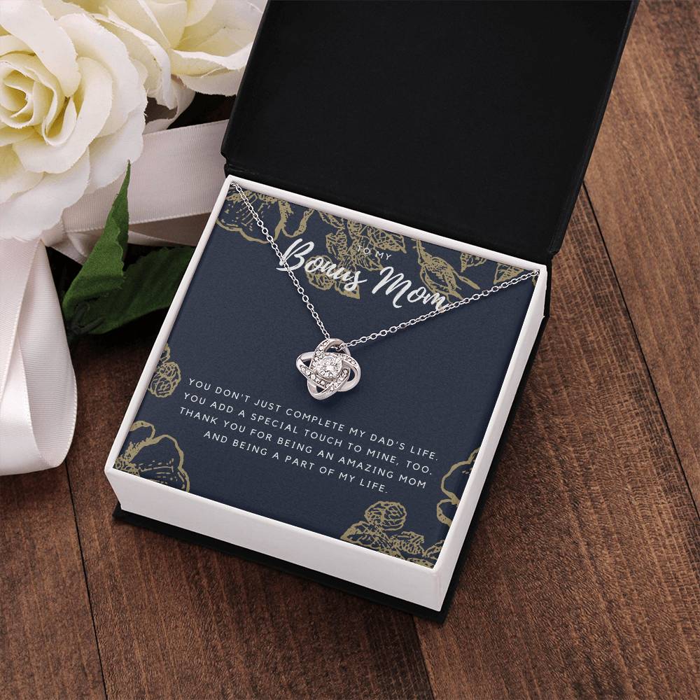 To My Bonus Mom Necklace - Dark Background