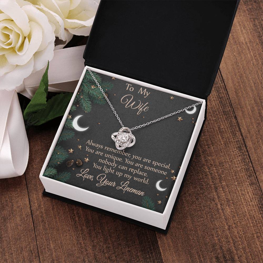 For Wife - From Lineman - You Light Up My World Necklace