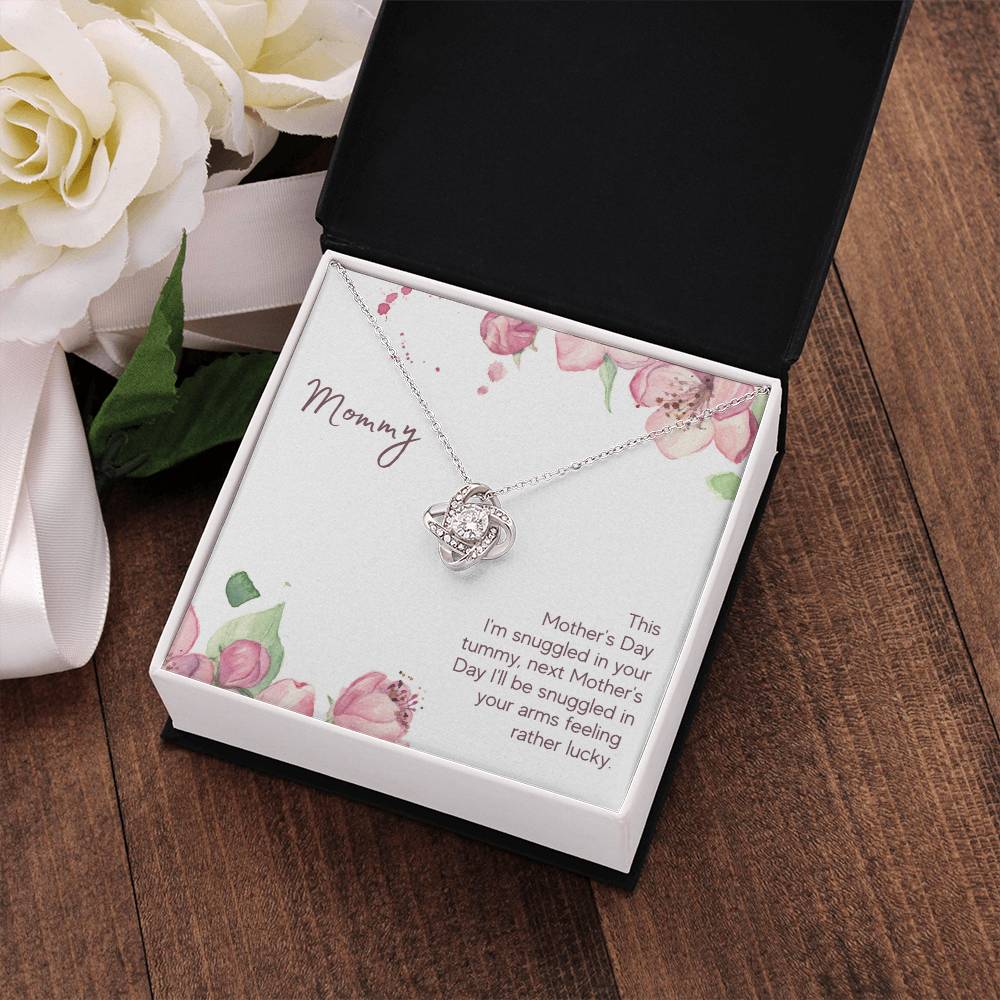 Mommy - This Mother's Day I'm Snuggledin Your Tummy - Love Knot Necklace