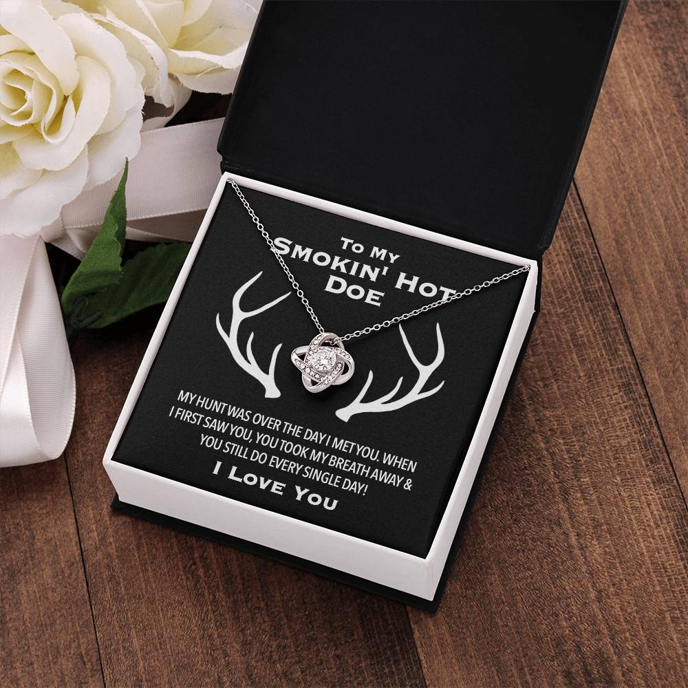 To My Smokin' Hot Doe Knotted Love Necklace | Hunter Gifts, Hunting Gifts for Women, Hunting Christmas Gift, Hunting Gift From Husband, to My Soulmate Smokin Hot, Wife Necklace, Anniversary Gift, Wife Gift, Necklace Gifts, Card Gift, Necklace for Daughter
