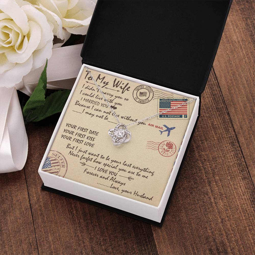 To My Wife Love Knot Necklace Message Card
