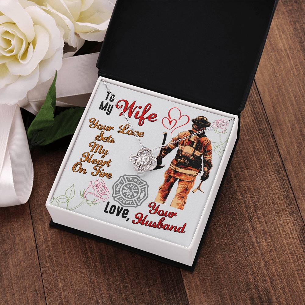 To My Firefighter Wife | Gift for Firefighter Wife Necklace | Thoughtful Gift for Fire Wife | Firefighter Gift Set, Fireman Love Pendant Jewelry - Mother's Day Gift for Firefighter Wife, to the World's Best Fire Wife Necklace, Fireman Gift Set