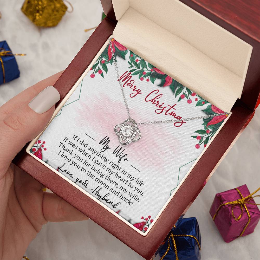 Merry Christmas My Wife Love Knot Necklace Message Card