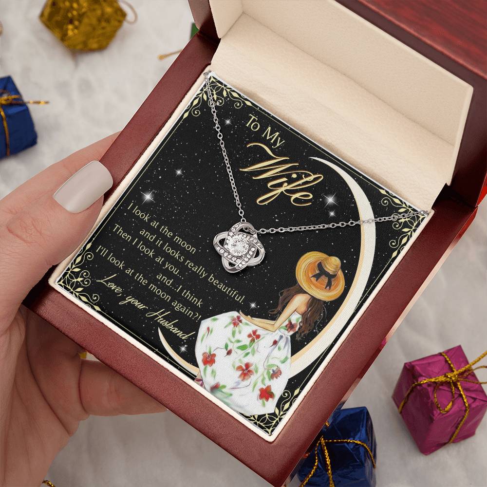 To My Beautiful Wife Love Knot Necklace Mother's Day Message Card