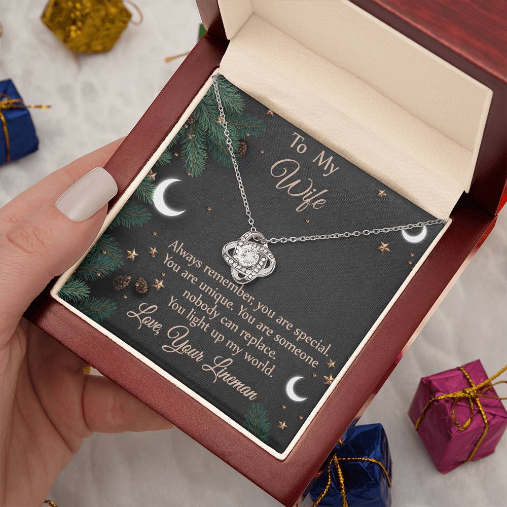 For Wife - From Lineman - You Light Up My World Necklace