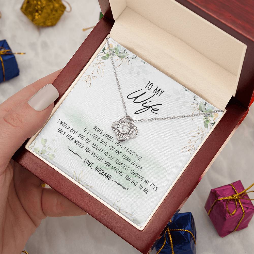 To My Special Wife Love Knot Necklace Mother's Day Message Card From Husband