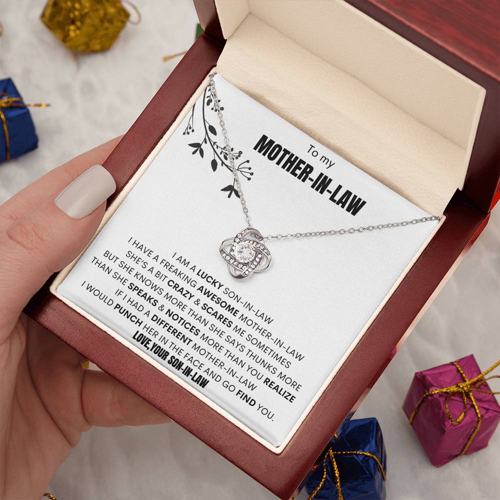 To My Mother-In-Law"i Am a Lucky Son-In-Law" Love Your... Knot Necklace