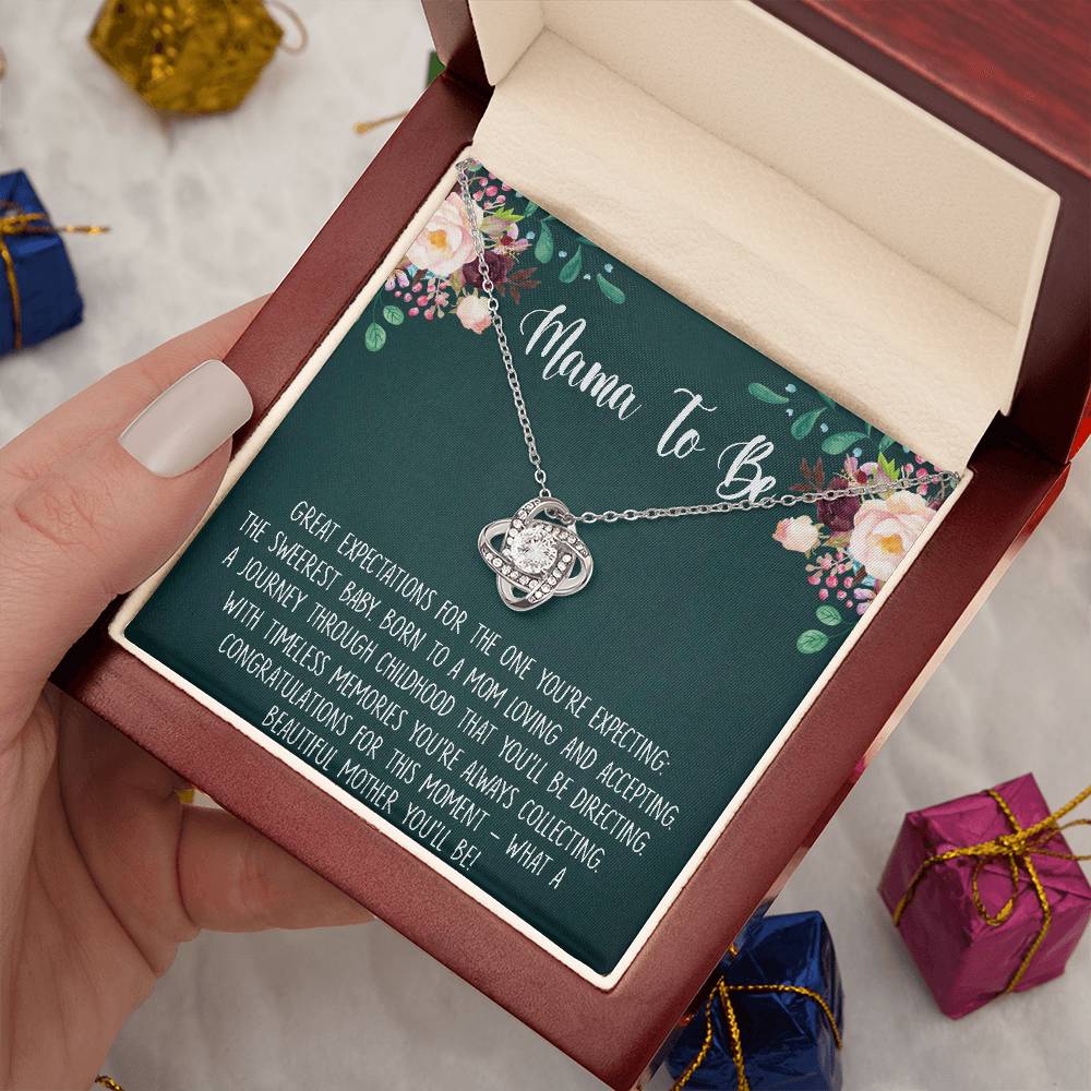 Gift for Expecting Moms Necklace, Expecting Mother Gifts, Present for Expecting Moms, Mom to Be Love Knot Necklace, Pregnant, Baby Shower