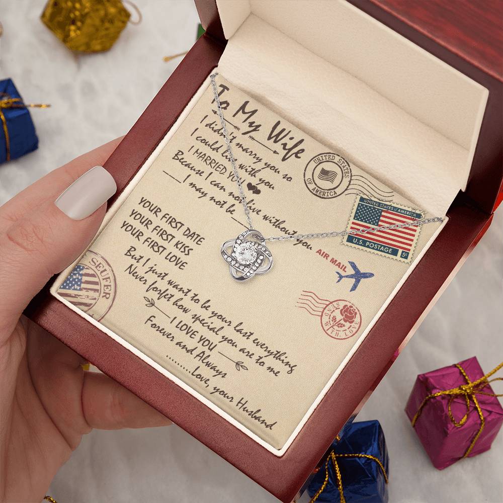To My Wife Love Knot Necklace Message Card