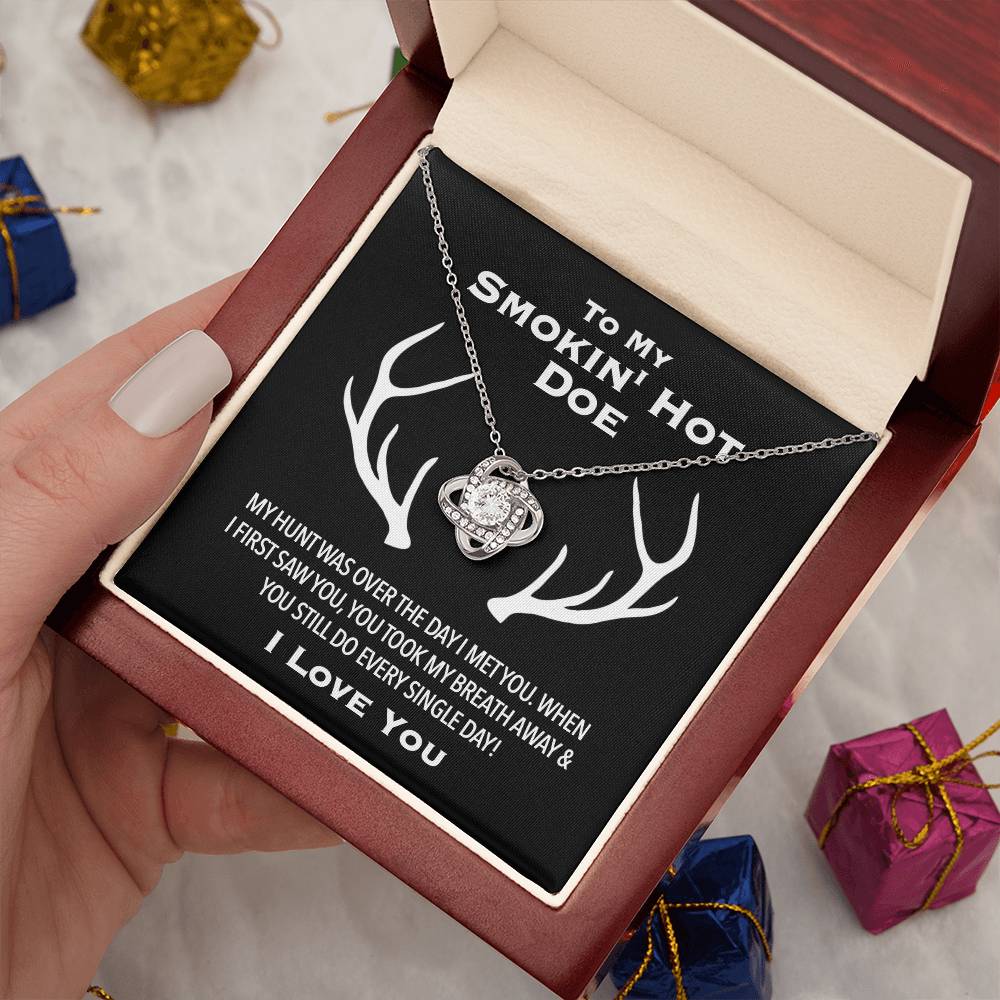 To My Smokin' Hot Doe Knotted Love Necklace | Hunter Gifts, Hunting Gifts for Women, Hunting Christmas Gift, Hunting Gift From Husband, to My Soulmate Smokin Hot, Wife Necklace, Anniversary Gift, Wife Gift, Necklace Gifts, Card Gift, Necklace for Daughter