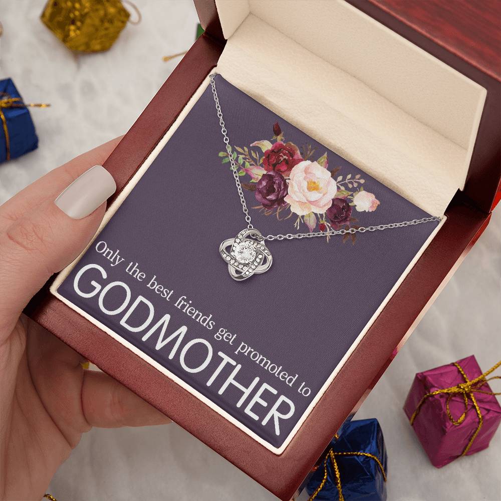 Promoted to Godmother Necklace Gift, Godmother Gift, Godmother Love Knot Necklace, Godmother Proposal, Fairy Godmother, Be My Godmother