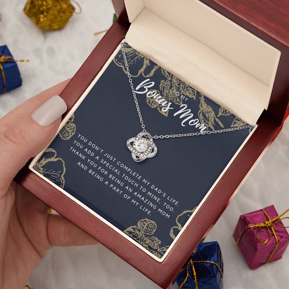 To My Bonus Mom Necklace - Dark Background