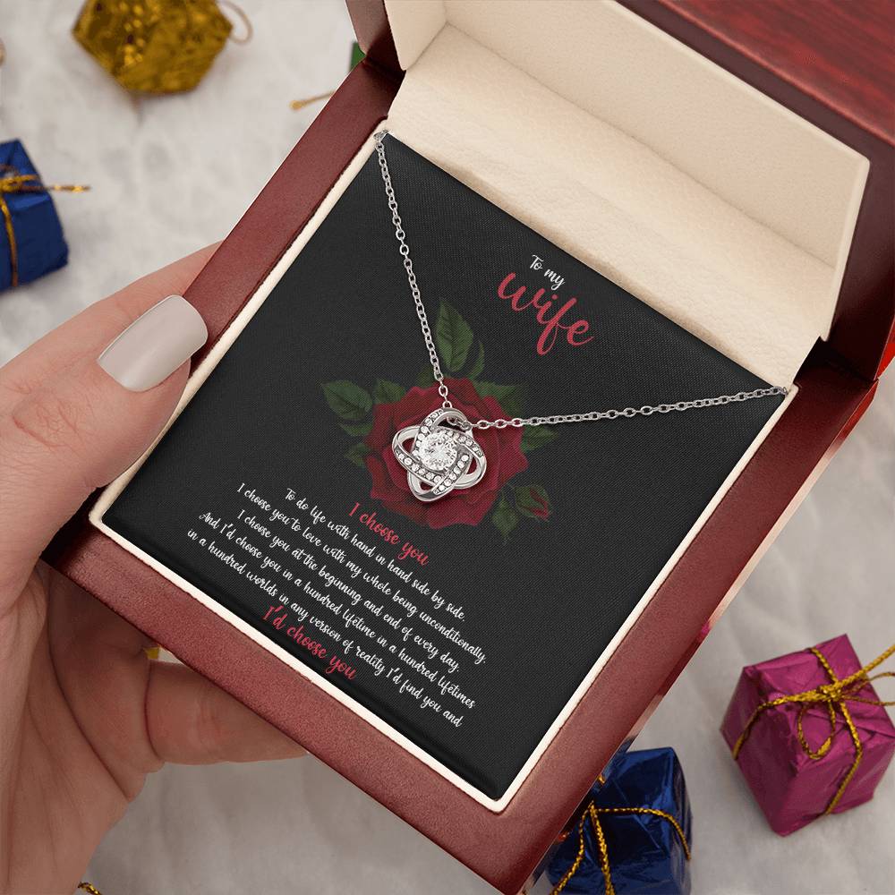 To My Wife Love Knot Necklace, Wife Gift From Husband, Anniversary Gift