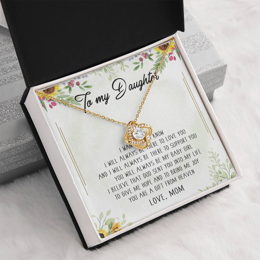 To My Daughter You're a Gift From Heaven Love Knot Necklace