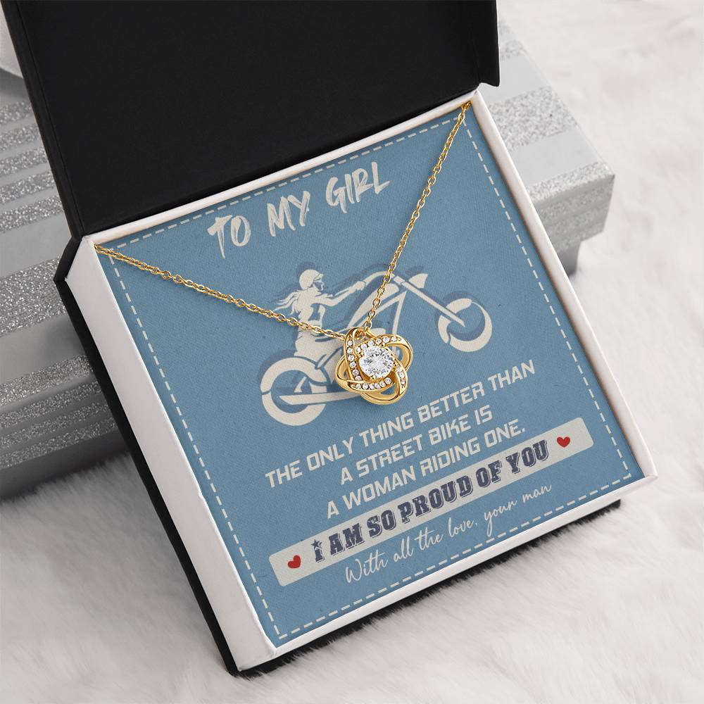 Gift for Wife - a Woman Riding One - the Love Knot Necklace