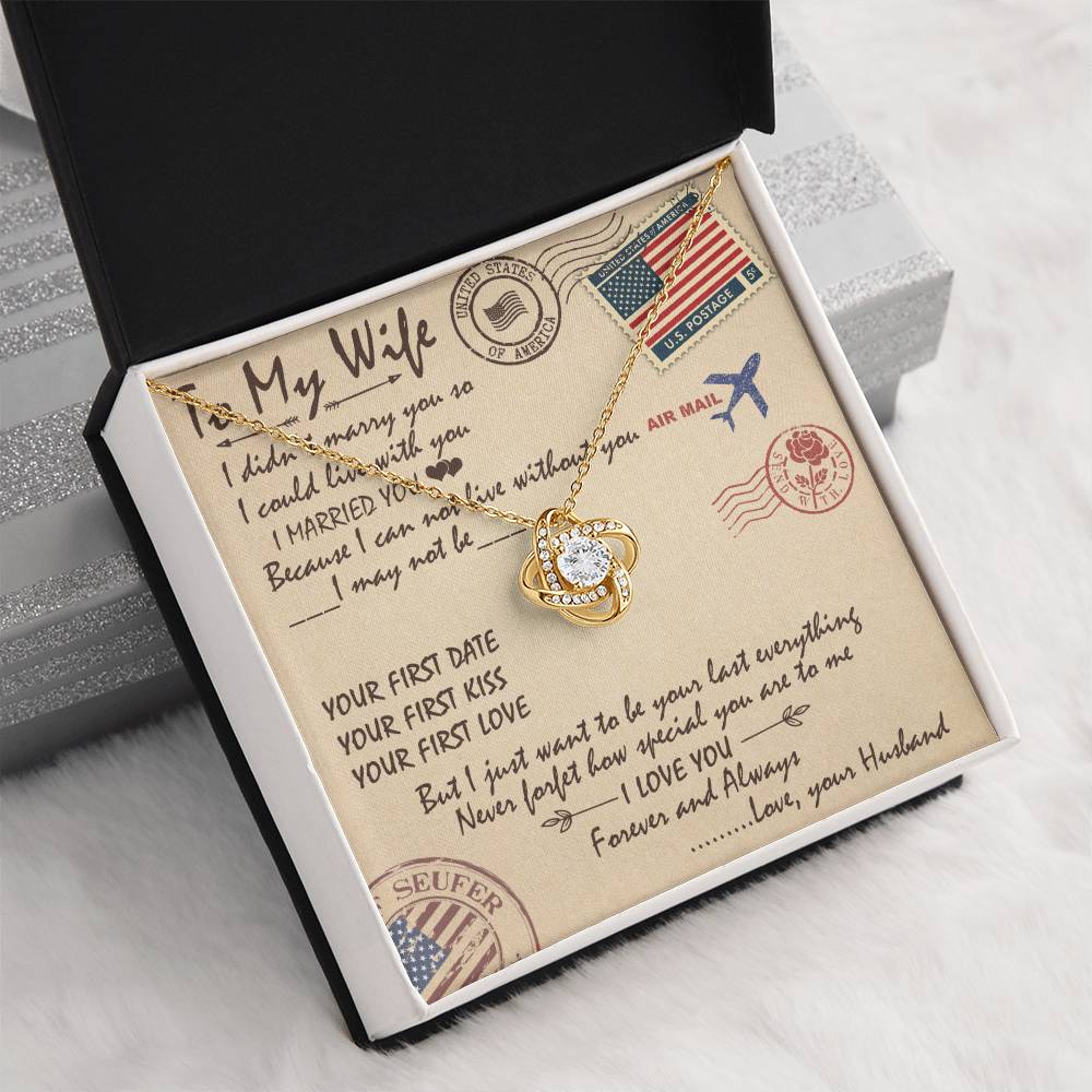 To My Wife Love Knot Necklace Message Card