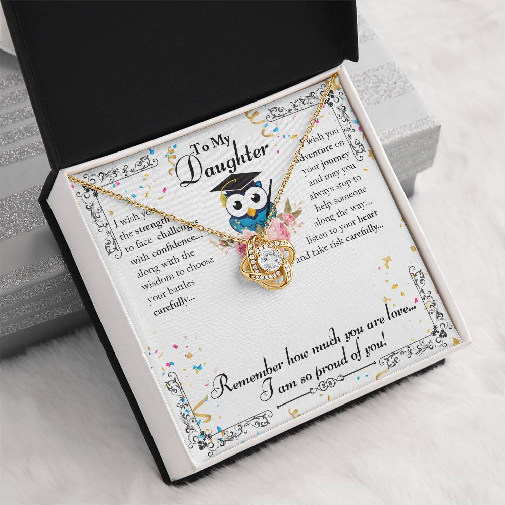 To My Daughter - Owl Graduation - Love Knot Necklace