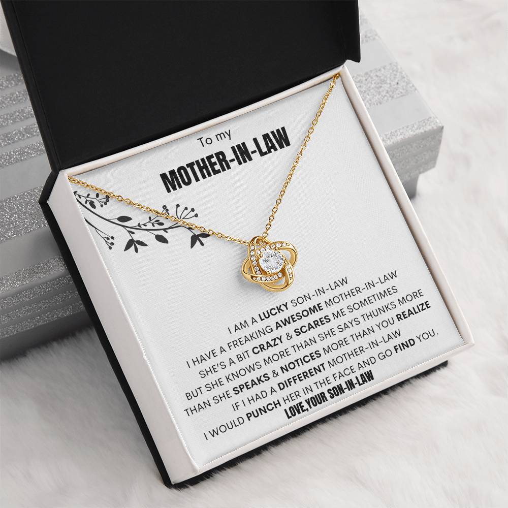 To My Mother-In-Law"i Am a Lucky Son-In-Law" Love Your... Knot Necklace